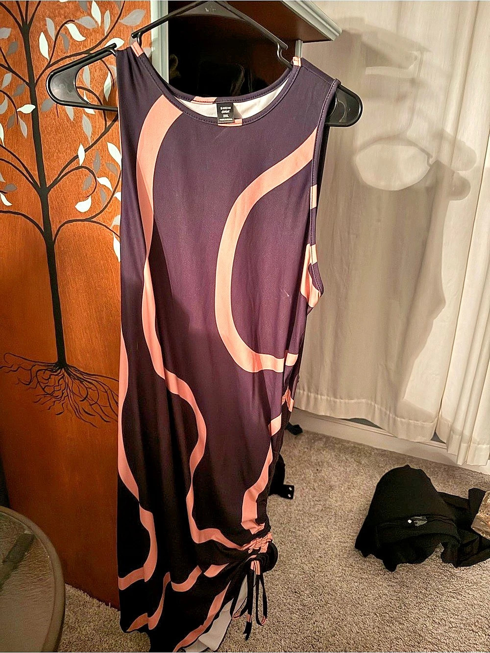 SHEIN Curve Abstract Maxi Dress Purple & Pink 2XL Like New